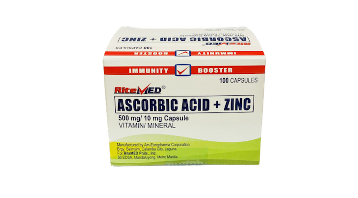 RM ASCORBIC + ZINC 500MG CAP 100 BOX SS PH